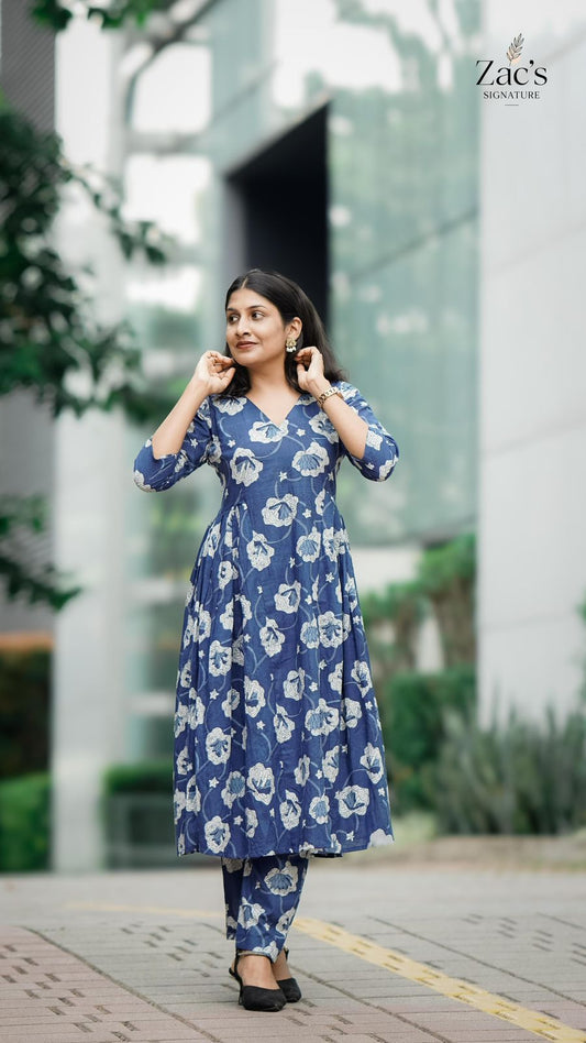 Indigo floral print co-ord set