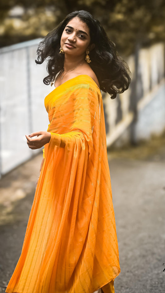 Halfsaree - Off white and Orange